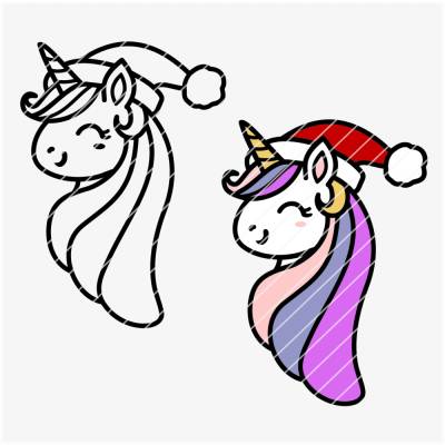 Plotterdatei „Einhorn mit Weihnachtsmütze“ – SVG, DXF, PNG, PDF für magische DIY-Projekte