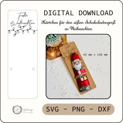 Laserdatei I Karte für Schoko-Weihnachtsmann I SVG, PNG, DXF