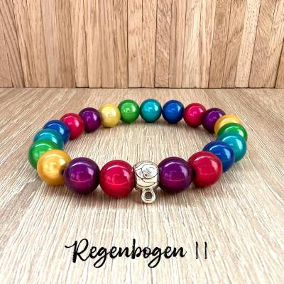 Regenbogen 2 Miracle Armband inklusive Anhängeröse für ein Mini Charme oder Zwischenperle nach Wahl