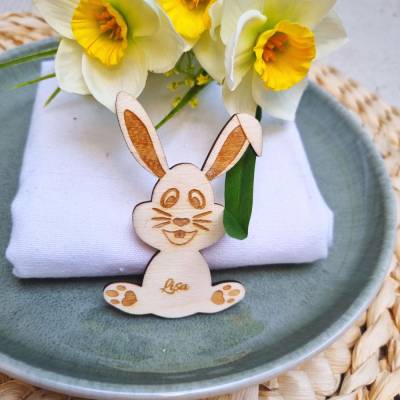Geschenk zu Ostern | Tischkarte aus Holz | Osterfest | personalisierter Anhänger Ostern | Mitbringsel Ostern | Deko aus 