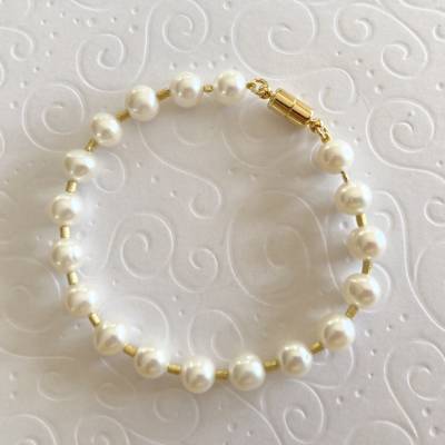 Perlen Armband 19,5 cm lang mit Si925, echte Perlen, Zuchtperlen, Perlenarmband, Geschenk Frau, Muttertag, Brautschmuck