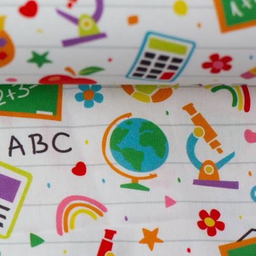 Stoff Einschulung - weiß - 12,00 EUR/m - 100% Baumwolle - Patchwork