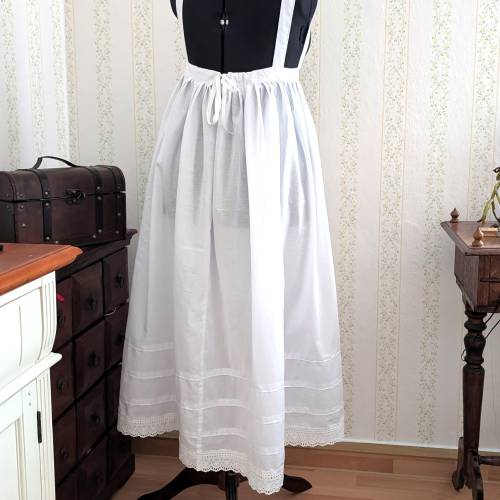 Regency Petticoat aus reiner Baumwolle – Unterrock mit Trägern für Empirekleider im Jane Austen Stil