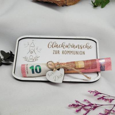 Glückwunschkarte Geldkarte Kommunion Geschenkkarte Holzkarte