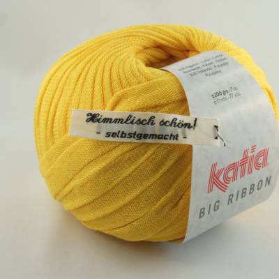 Katia Big Ribbon: flaches einfarbiges Bändchengarn optimal für Taschen und Homedeko in gelb