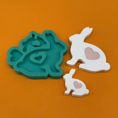Hasen Gießform Ostern Silikonform Osterhase Häschen Silhouette DIY basteln Silikon Form Deko SET