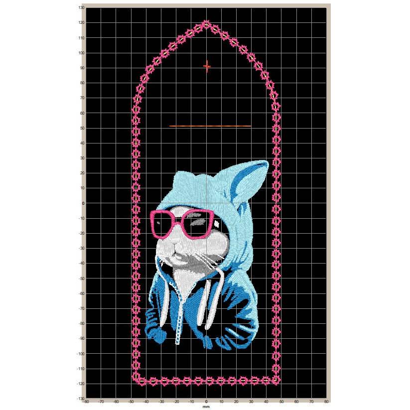 Maschinen Stickdatei - Hase Lichteffekt Handyhülle ITH 24*15cm Bild 2
