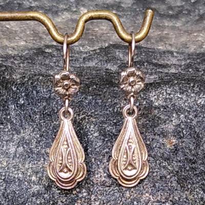 blumige Art Deco Ohrhänger Silber 