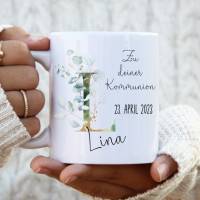 Kommunion Geschenk Tasse Eukalyptus