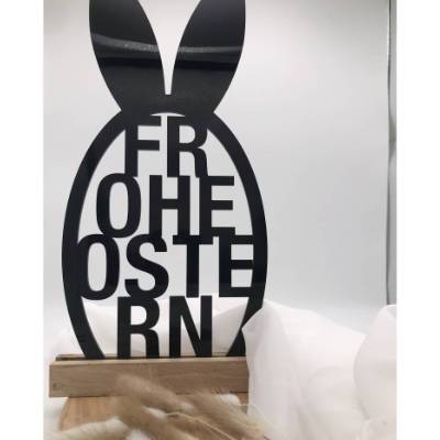 Osterdekoration - Edler "Frohe Ostern" Schriftzug aus Acryl & Holzklötzchen - Festliche Deko für Ihr Zuhause