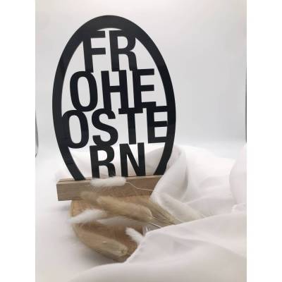 Osterdekoration - Edler "Frohe Ostern" Schriftzug aus Acryl & Holzklötzchen - Festliche Deko für Ihr Zuhause