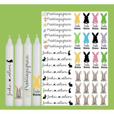 Ostern 4 | Kerzentattoos Kerzenfolie Wasserschiebefolie DINA4 | Sprüche | Kerzen zum selber machen | Stabkerzen