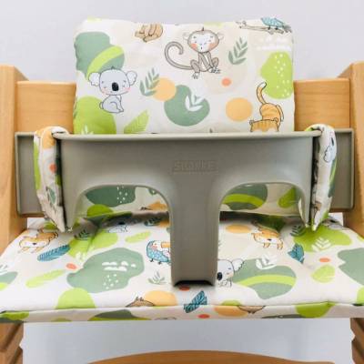 Hochstuhl Sitzkissen Set kompatibel mit Tripp Trapp - Dschungeltiere Tiere Koala Affe Tiger