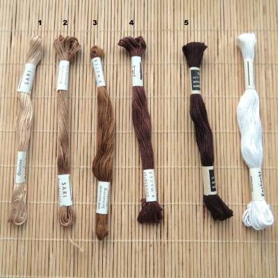 Stickgarn Sticktwist Sari 8 oder 10 Meter verschiedene Brauntöne beige weiß reine Baumwolle kochecht