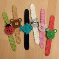 Häkelanleitung Armbänder "Tiere" Katze, Schwein, Frosch, Fisch, Käfer, Bär, pdf-Datei