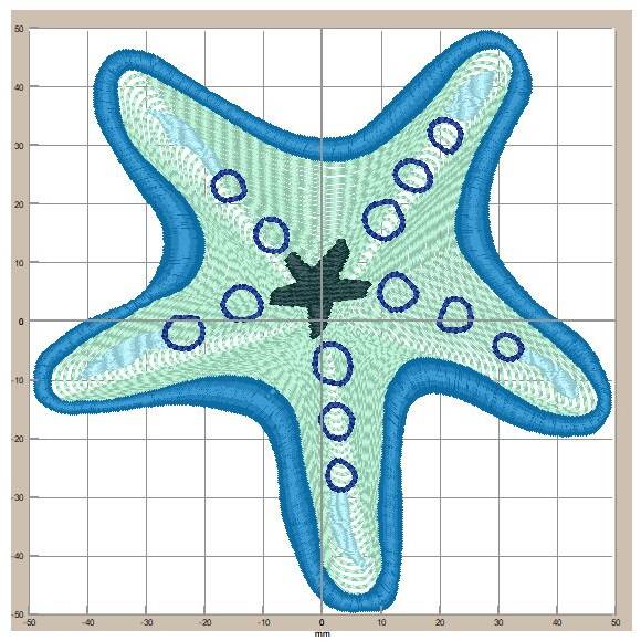 Maschinen Stickdatei - Seestern Relief 10*10cm Bild 2