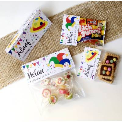 Druckvorlage Tütenverschluss Fasching - Karneval - Tischdeko - zum Ausdrucken - Mitbringsel - Geschenk - Faschingsdeko