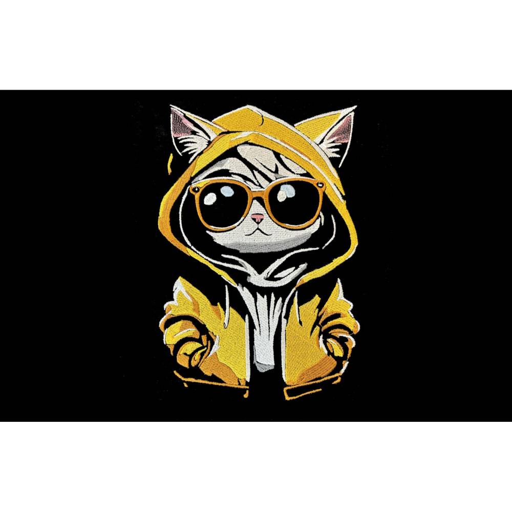 Maschinen Stickdatei - Katze cool Color Lichteffekt 20x26-30cm, 21*40cm EXP Bild 1