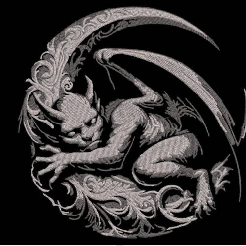 Maschinen Stickdatei - Gargoyle Lichteffekt 14*14cm bzw. 15*15cm