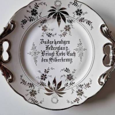 Jubiläumsteller zur Silberhochzeit,  ca. 100 Jahre, von meiner Oma, Vintage