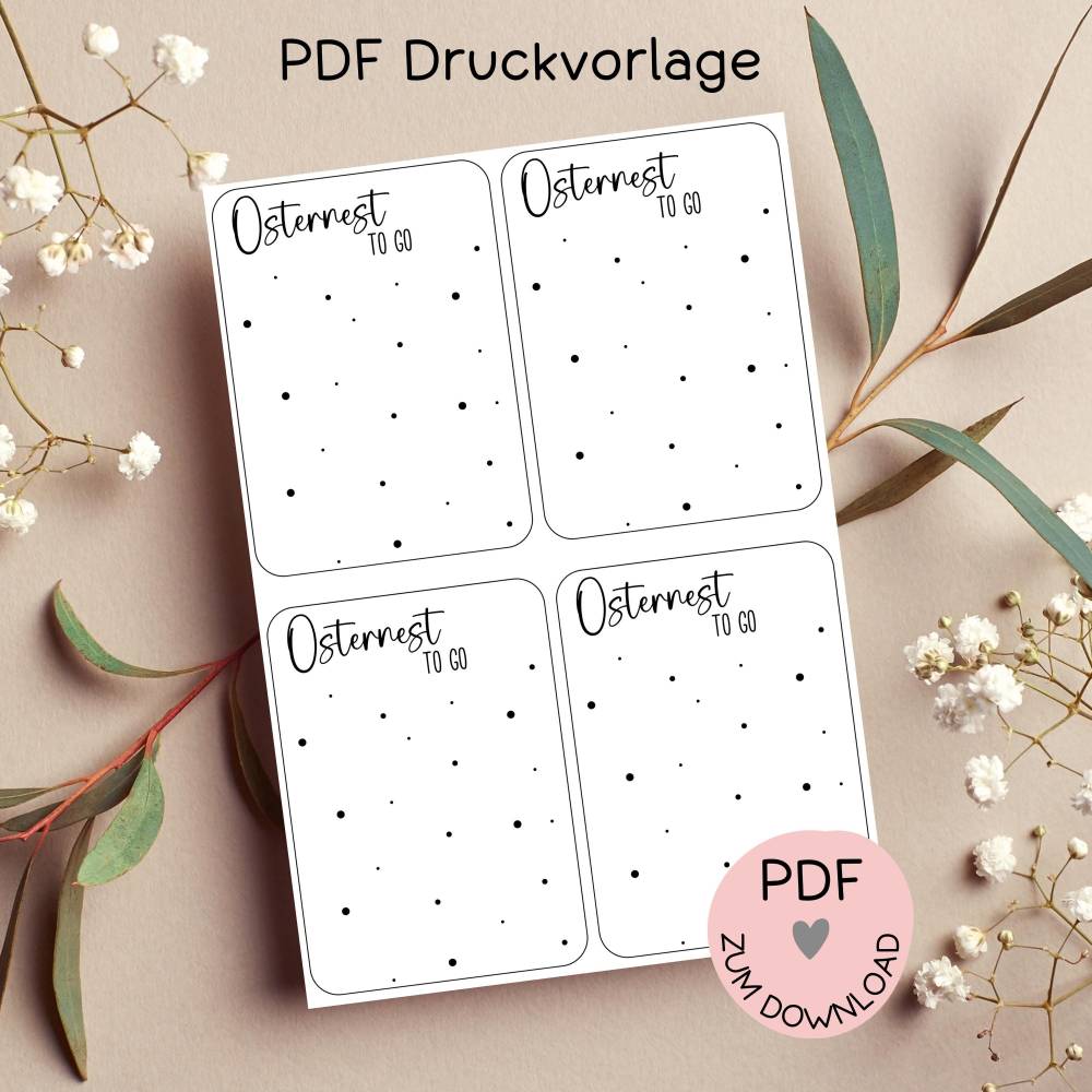 Digitale Datei, PDF-Druckvorlage Karten "Osternest to go", Geschenktütchen, Ostern, Ostergeschenk Bild 1