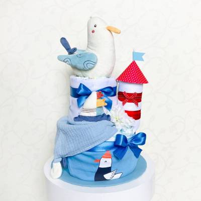 Windeltorte Möwe maritim zur Geburt
