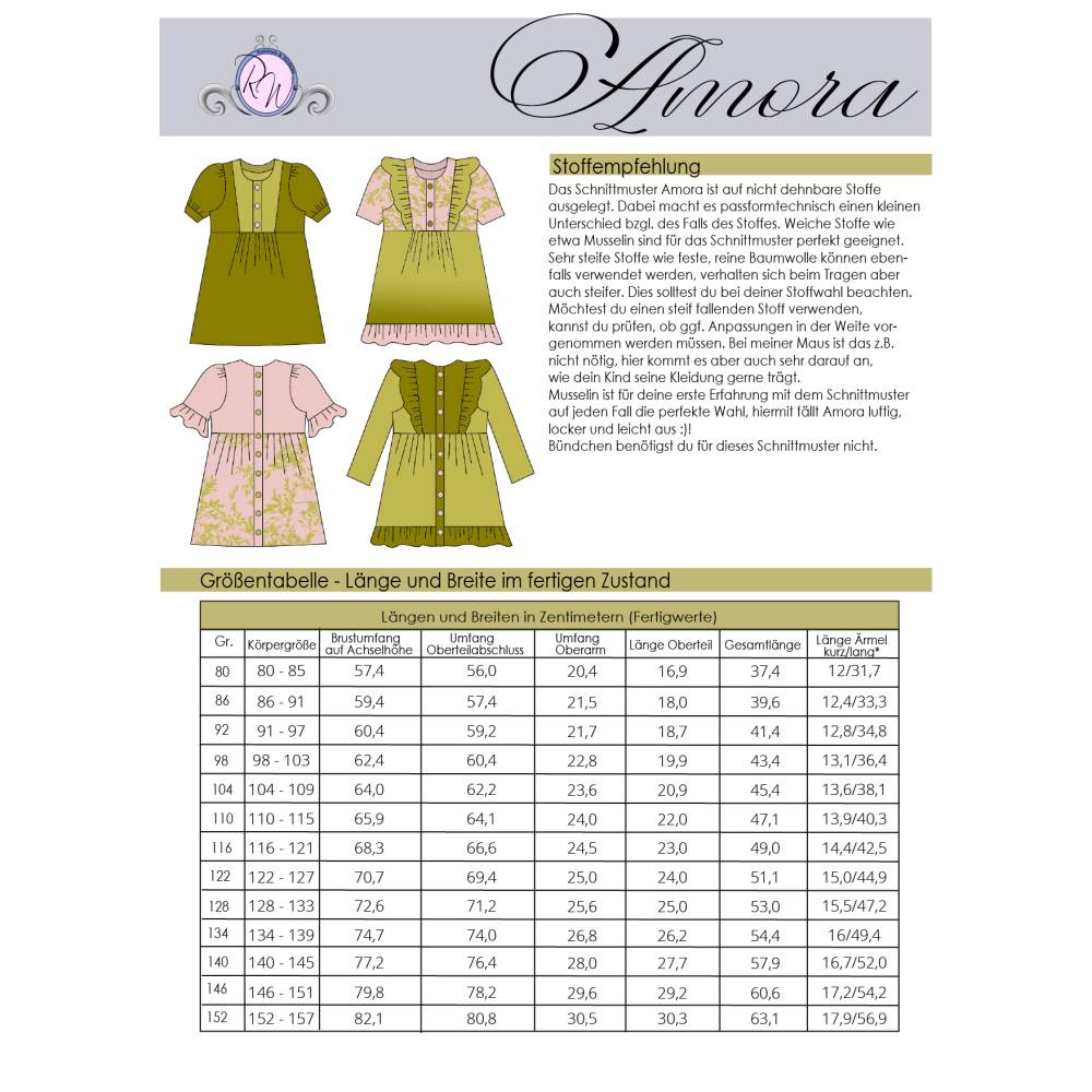 Ebook Amora Gr. 80 bis 152 Bild 2