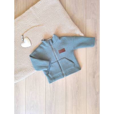 Oversized Jacke aus Wollwalk, Gr. 86, ghostgreen, Bio- Jersey