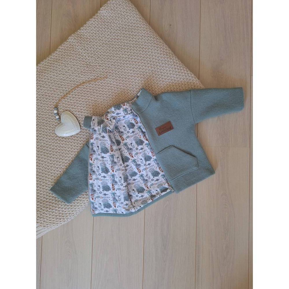 Oversized Jacke aus Wollwalk, Gr. 86, ghostgreen, Bio- Jersey Bild 2