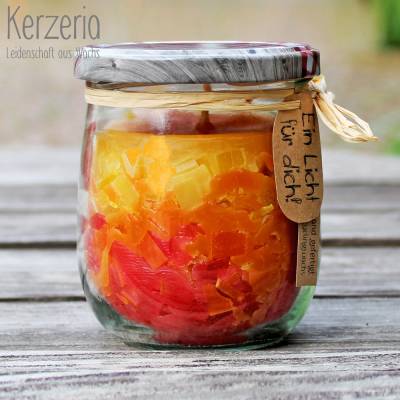 Leuchtfeuer Kerze im Glas Gelb-Orange-Rot recycelt