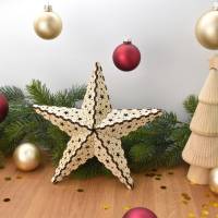 Weihnachtsstern aus Holz, filigran und detailreich, festliche Dekoration  zum Aufhngen an Fenster oder Tr