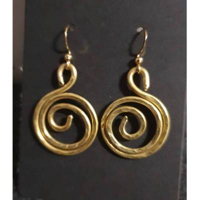 Ohrhänger Messing Hammerschlagdesign,  Drahtschmuck, Circle