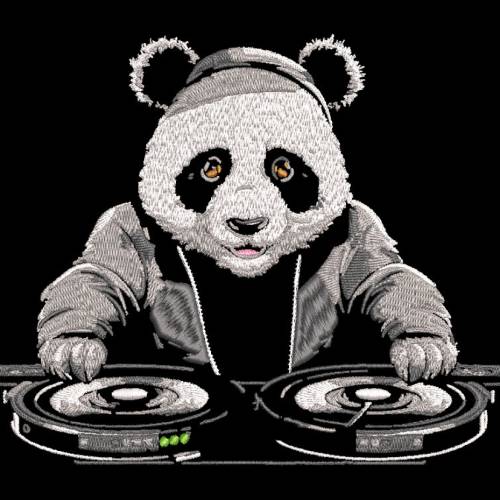 Maschinen Stickdatei - Panda DJ Lichteffekt 24-26*15-16cm, JEF 20*17cm