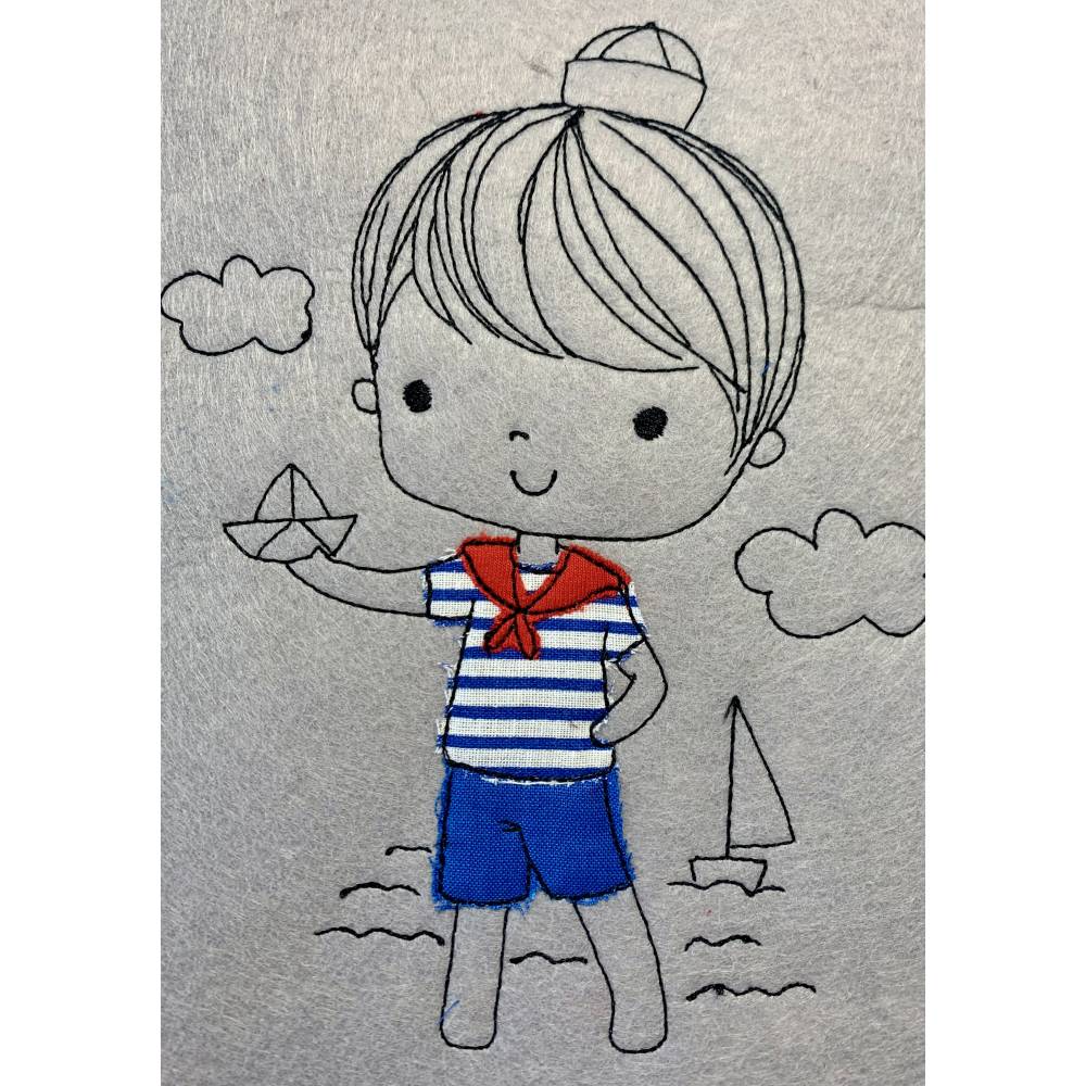 Stickdatei Maritim Junge und Mädchen Doodle Einzelmotive Set 916 Bild 6