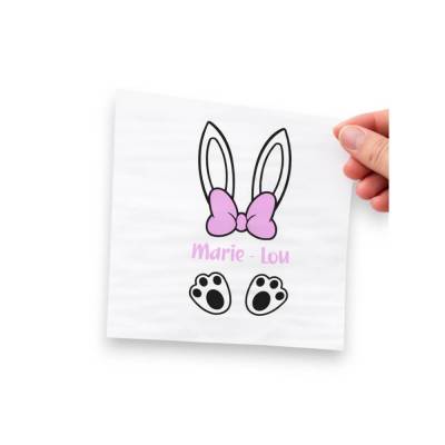 Personalisierbares Bügelbild mit Namen & Hasenohren // Perfekt zum Osterbasteln mit Kindern