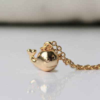 Halskette Wal Fisch Gold Geschenk für Sie Naturliebhaber Tier aus dem Ozean besonderes Geschenk Globetrotter