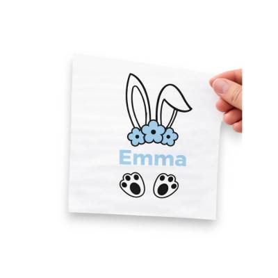 Personalisierbares Bügelbild mit Namen & Hasenohren // Perfekt zum Osterbasteln mit Kindern