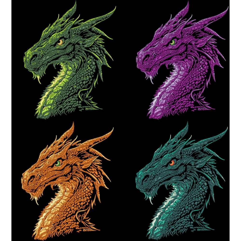 Maschinen Stickdatei - Drache Color Lichteffekt 15-16x26cm, 20*17cm (JEF) Bild 4