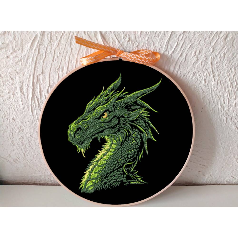 Maschinen Stickdatei - Drache Color Lichteffekt 15-16x26cm, 20*17cm (JEF) Bild 7
