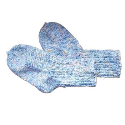 Handgestrickte Kindersöckchen Größe 21/22 – Unisex Babysöckchen aus Wolle, türkis-gelb