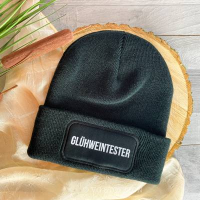 Beanie mit Spruch – stylische Wintermütze Unisex | Geschenk Weihnachten, Weihnachtsmarkt Mütze GLÜHWEINTESTER
