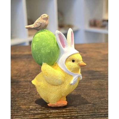 Osterküken mit Osterei und Vogel - Deko Figur - Ostern -