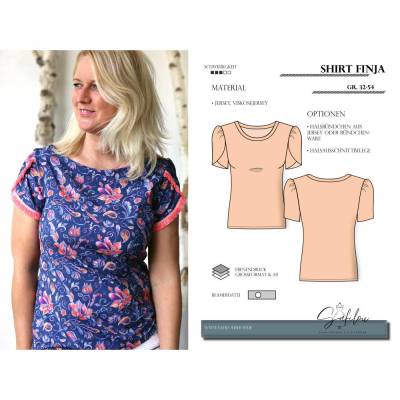 Schnittmuster für Shirt Finja – PDF-Größen 34-50 | Anpassungsfähig & Stilvoll | Optimal für inkl. Ebenen und Beamerdatei