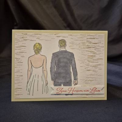 Hochzeitskarte / Hochzeitspaar / Zwei Herzen ein Leben / Romantische Hochzeitsdesigns / Hochzeit