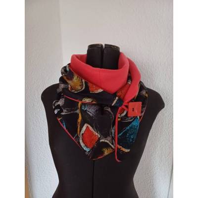 Sommer- Schaltuch, Dreiecktuch, mit Knopf, Wickelschal, Wendehalstuch