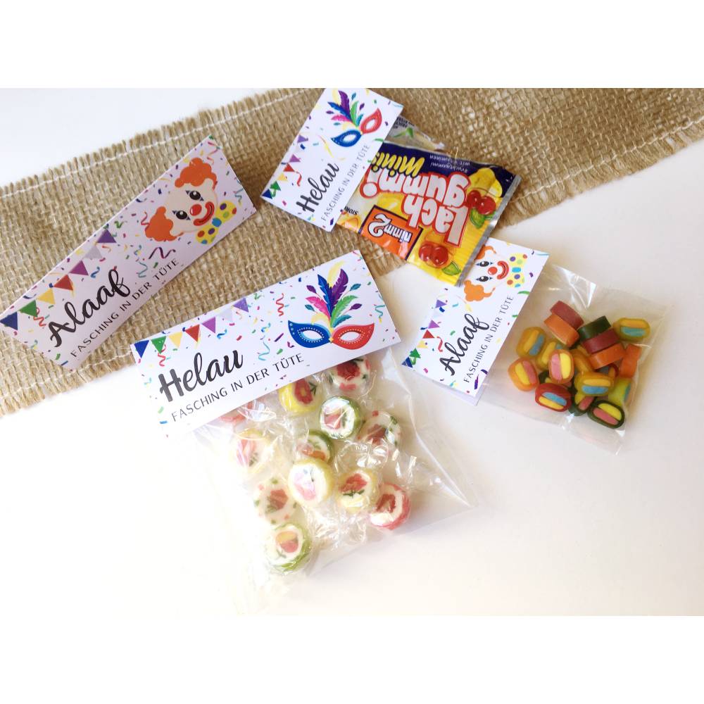 PDF-Datei Tütenklappe Fasching - Karneval - Tischdeko - zum Ausdrucken - Mitbringsel - Gastgeschenk - Faschingsdeko Bild 3