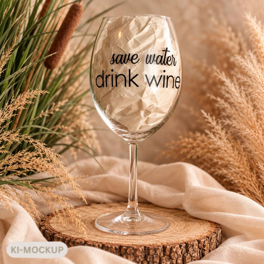 Weinglas „Save Water Drink Wine“ | Lustiges Weinglas mit Spruch