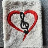 Notenschlüssel mit Herz Waschhandschuh – Geschenk für Musiker, Sänger & Musikliebhaber