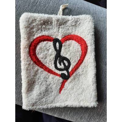 Notenschlüssel mit Herz Waschhandschuh – Geschenk für Musiker, Sänger & Musikliebhaber