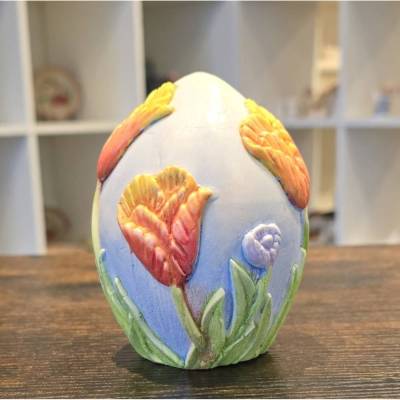 Handbemaltes Osterei mit Tulpenmotiv - Ostern -